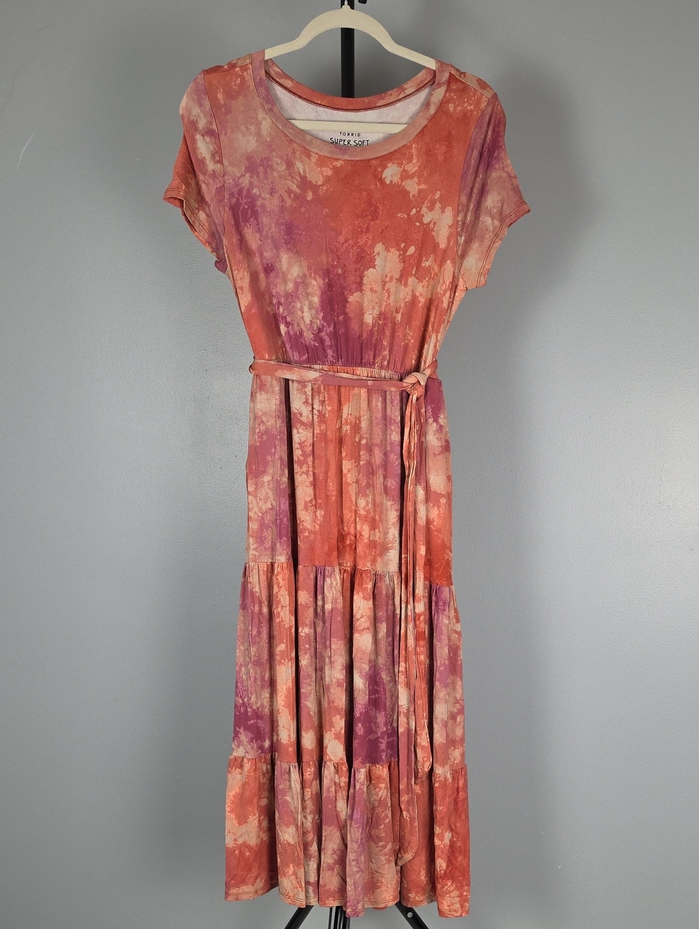 Torrid Super Soft Knits Tie Dyed Tiered Midi Dress w/Pockets! Torrid Size 0/12